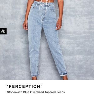 Mistress Rocks perception Stone wash a blue oversized taper jeans High waist